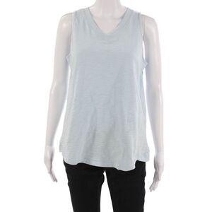 Leallo Womens Basic Sleeveless V-Neck Cotton Tank Light Blue Size S